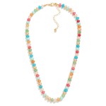 Wholesale candy Stone Beaded Necklace Gold Detailing L Extender L