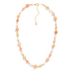 Wholesale beaded Necklace Stone Pearl Metal Tones L Extender L