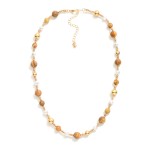 Wholesale beaded Necklace Stone Pearl Metal Tones L Extender L