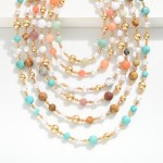 Wholesale beaded Necklace Stone Pearl Metal Tones L Extender L