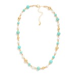 Wholesale beaded Necklace Stone Pearl Metal Tones L Extender L