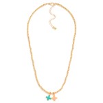 Wholesale metal Beaded Necklace Enamel Plus Cross Pendants L Extender L