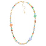 Wholesale beaded Necklace Faceted Beads Metal Tones Stone Clover Stations L Exte