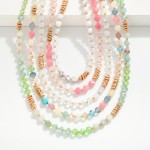 Wholesale beaded Necklace Faceted Stone Beads Glass Crystal Metal Tones L Extend