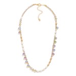Wholesale beaded Necklace Glass Crystal Teardrops Pearl Metal Tones L Extender L