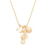 Wholesale oval Beaded Necklace Metal Beach Pendants Pearl L Extender L
