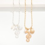 Wholesale oval Beaded Necklace Metal Beach Pendants Pearl L Extender L