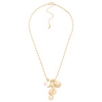 Wholesale oval Beaded Necklace Metal Beach Pendants Pearl L Extender L
