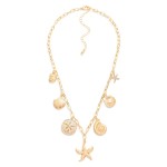 Wholesale chain Link Charm Necklace Metal Rhinestones Beach Charms L Extender L