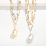 Wholesale layered Chain Link Necklace Metal Ball Pendant L Extender L
