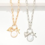 Wholesale paperclip Chain Link Necklace Metal Hoop Pendant Cross Heart Pearl Cha