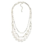 Wholesale layered Paperclip Chain Link Necklace Pearls L Extender L