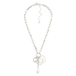 Wholesale paperclip Chain Link Necklace Metal Hoop Pendant Heart Pearl Charms L