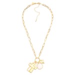 Wholesale metal Paperclip Chain Link Necklace Cross Heart Pearlescent Circle Pen