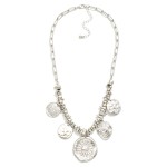 Wholesale paperclip Chain Link Pendent Necklace Metal Beads Metal Coins L Extend