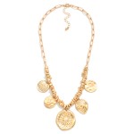 Wholesale paperclip Chain Link Pendent Necklace Metal Beads Metal Coins L Extend