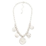 Wholesale paperclip Chain Link Pendent Necklace Metal Beads Metal Coins L Extend