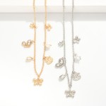 Wholesale chain Link Charm Necklace Metal Charms Rhinestones Pearl L Extender L