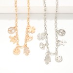 Wholesale chain Link Charm Necklace Metal Peace Luck Charms L Extender L