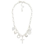 Wholesale paperclip Chain Link Charm Necklace Metal Rhinestones Pearls L Extende