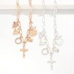 Wholesale paperclip Chain Link Charm Necklace Metal Rhinestones Pearls L Extende