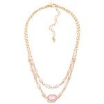Wholesale layered Chain Link Necklace Glass Crystal Faceted Beads L Extender L