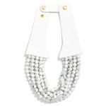 Wholesale layered Semi Precious Stone Beaded Necklace Vegan Leather Snap Strap L