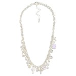 Wholesale chain Link Charm Necklace Metal Cross Charms Pearls Rhinestones L Exte