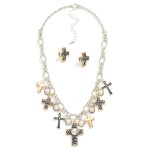 Wholesale chain Link Charm Necklace Metal Cross Charms Rhinestones L Extender L