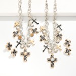 Wholesale chain Link Charm Necklace Metal Cross Charms Rhinestones L Extender L