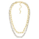 Wholesale two Layered Textured Paper Clip Chain Link Necklace L Extender L