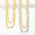 Wholesale two Layered Textured Paper Clip Chain Link Necklace L Extender L