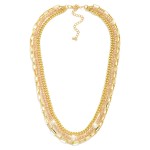 Wholesale layered Chain Link Necklace Faceted Beads Pearls L Extender L