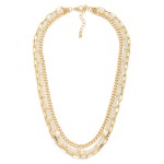 Wholesale layered Chain Link Necklace Faceted Beads Pearls L Extender L