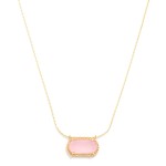 Wholesale chain Link Necklace Rectangular Glass Crystal Pendant L Extender L