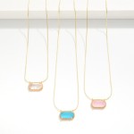 Wholesale chain Link Necklace Rectangular Glass Crystal Pendant L Extender L