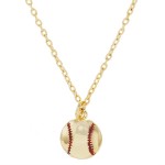 Wholesale dainty Chain Link Necklace Metal Baseball Pendent L Extender L Made Ko