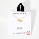 Wholesale dainty Chain Link Necklace Metal Bow Pendant Cubic Zirconia Accents L
