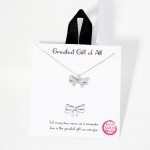 Wholesale dainty Chain Link Necklace Metal Bow Pendant Cubic Zirconia Accents L