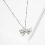Wholesale dainty Chain Link Necklace Metal Bow Pendant Cubic Zirconia Accents L
