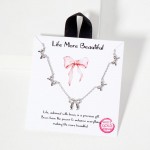 Wholesale dainty Chain Link Necklace Metal Bow Stations Gold Dipped Made Korea E
