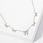 Wholesale dainty Chain Link Necklace Metal Bow Stations Gold Dipped Made Korea E