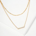Wholesale layered Dainty Chain Link Necklace Metal Cubic Zirconia Pendant L Exte