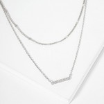 Wholesale layered Dainty Chain Link Necklace Metal Cubic Zirconia Pendant L Exte