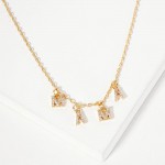 Wholesale dainty Chain Link Necklace Metal MAMA Letter Charms Cubic Zirconia Acc