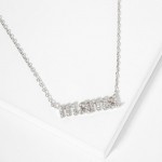 Wholesale dainty Chain Link Necklace Metal mama Pendant Cubic Zirconia Accents L