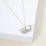 Wholesale dainty Chain Link Necklace Metal Cubic Zirconia Shell Pendant Pearl Ac