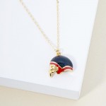 Wholesale dainty Chain Link Necklace Enamel Football Helmet Pendant L Extender L