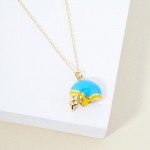 Wholesale dainty Chain Link Necklace Enamel Football Helmet Pendant L Extender L