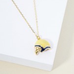 Wholesale dainty Chain Link Necklace Enamel Football Helmet Pendant L Extender L